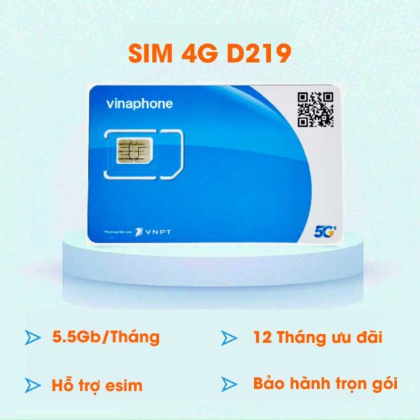 Sim 4G Vinaphone gói D219 12 THÁNG